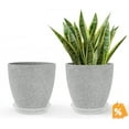thumbnail image 1 of Gray Patio Garden Planter, 12-Inch Round Modern Gray Flower Pot (2-Pack), All-Weather Resin for Outdoor & Indoor Use with Drainage Hole, 1 of 7