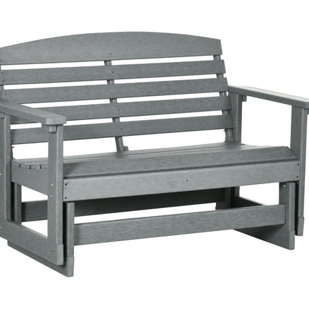 Gray Patio Rocking Chair - 2 Person Outdoor Glider Bench With Frame For Backyard 2 Porch