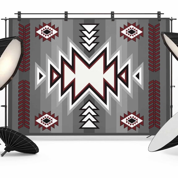 Gray Pattern Retro Bohemian Photography Backdrop 7x5FT, Square Abstract Geometric Photo Backdrops, Background for Photography Studio Photo Studio Background, Back Drop for Photoshoot