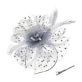 thumbnail image 1 of Gray Pearl Fascinator Headband for Women Vintage Fascinator Hat for Weddings Tea Party with Feathers Pearls Mesh, 1 of 6