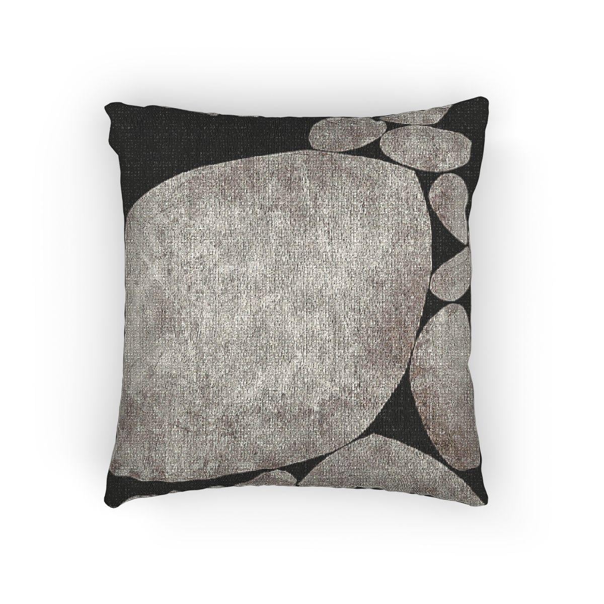 Gray Pebble Shapes Woven Pillow, Charcoal Black and Light Gray ...