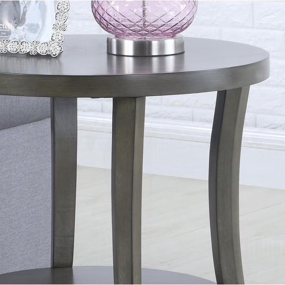 Gray Perth Contemporary Oval Shelf Coffee Table Set | Wide Display & Extra Shelf