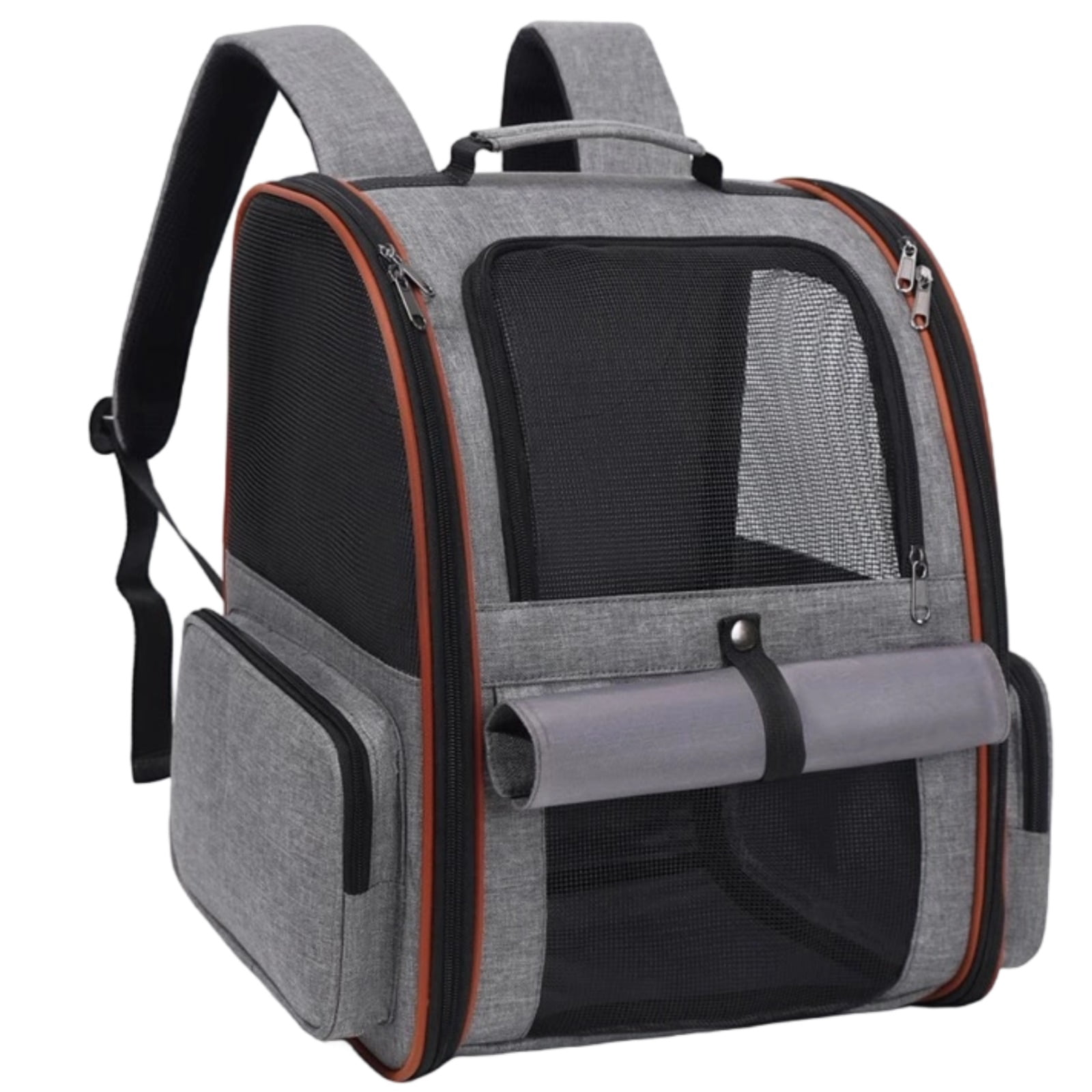 Gray Pet Carrier Backpack for Small Cats, Ventilated Mesh, Soft Sided, Oxford Cloth, 16.1 x 13 x 11 in / 41 x 33 x 28 cm, Portable Cat Backpack Carrier for Travel, Hiking & Outdoor Use