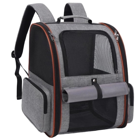Gray Pet Carrier Backpack for Small Cats, Ventilated Mesh, Soft Sided, Oxford Cloth, 16.1 x 13 x 11 in / 41 x 33 x 28 cm, Portable Cat Backpack Carrier for Travel, Hiking & Outdoor Use