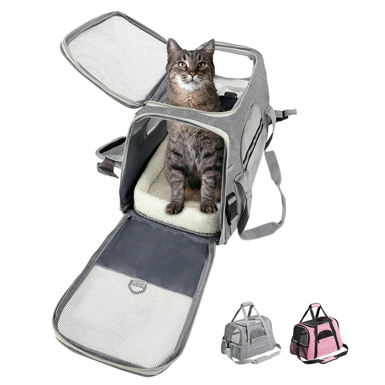 Pet Cat Carrier Airline Approved Cat Dog Travel Carrier Soft-Sided Foldable  Soft Small Cat Carrier Bag Portable Safe Puppy Carrier Durable Large Pets  Carrier up to 25 lbs
