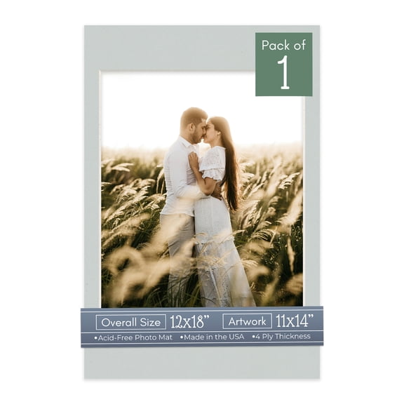 Gray Picture Frame Mat for 12x18 Frames - Fits 11x14 Photos - 1 Mat