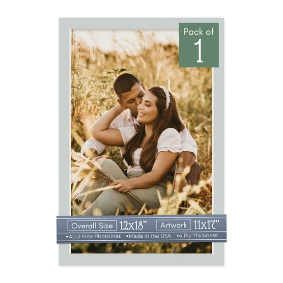 Gray Picture Frame Mat for 12x18 Frames - Fits 11x17 Photos - 1 Mat