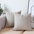 thumbnail image 1 of Gray Pillow Covers Decorative Farmhouse Linen Throw Pillow Covers Striped Square Throw Pillows for Couch Sofa Bed Pack of 2 18x18 in Gray and Cream, 1 of 6