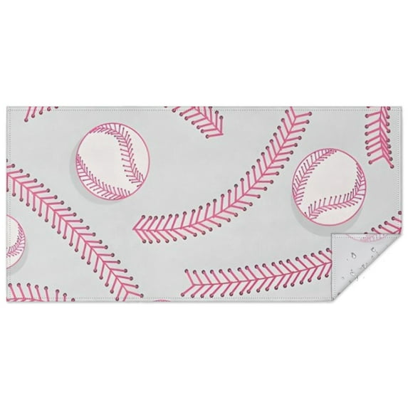 Gray Pink Baseball Stitches Pattern Rectangle Tablecloth 60"x120",Waterproof Polyester Rectangle Table Cloth, Wipeable Spillproof Polyester Tablecloth for Dining, Camping, Indoor and Outdoor