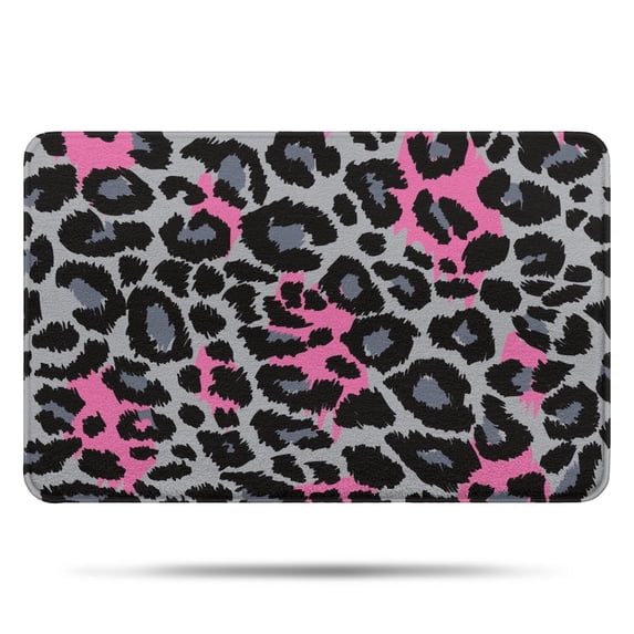 Gray and Pink Of Leopard Print Bathroom Rugs Mat,Non Slip Microfiber Bathroom Rug,Rubber Backing,Soft Bathroom Mats for Bathroom Floor,Tub and Shower,17x27in(43x68cm)