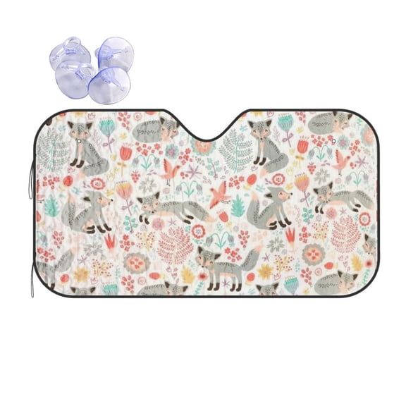Gray & Pink - Quilted Toddler Blankets Car Windshield Sun Shade Universal Fit Auto Sun Visor Protector