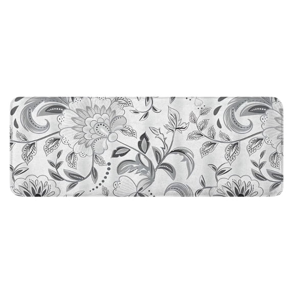 Gray Pioneer Flower Pattern Kitchen Rug Mat,Kitchen Runner Rugs Non Skid Washable,Decorative Kitchen Floor Mats for Kitchen,Sink,Laundry,17"x47.2"