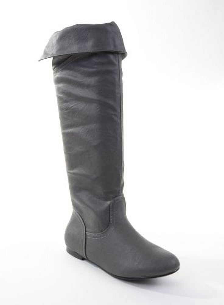 Gray Pirate Corset Over the Knee Riding Boots Womens