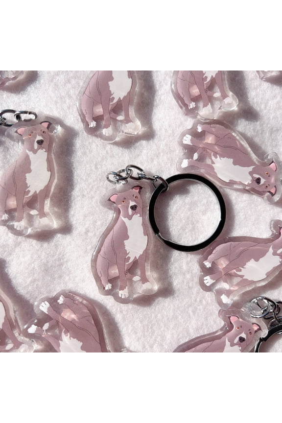 Gray Pit Bull, Staffy Keychain, Acrylic Keychain, American Pit Bull Keychain, Dog Keychain, Original Artwork Keychain (1 keychain)