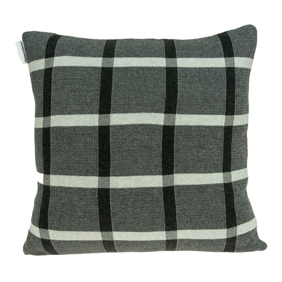 Gray Plaid Cotton Pillow Cover
