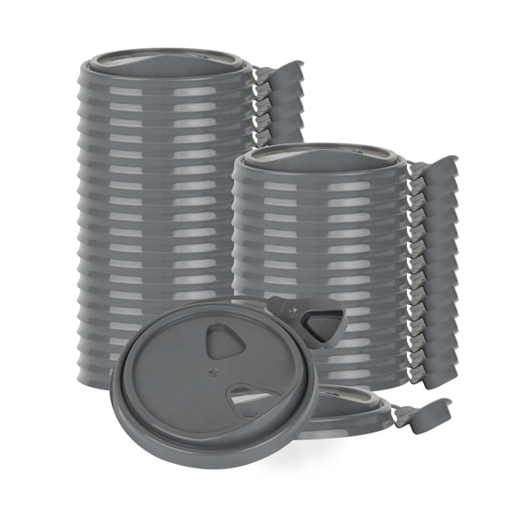 Bev Tek Gray Plastic Pop Lock Coffee Cup Lid - Fits 8, 12, 16 and 20 oz - 100 count box