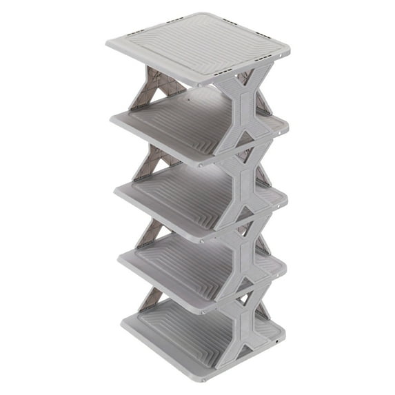 Gray Plastic Shoe Rack | Multi-Layer Small Storage Cabinet | 27x26x16.5cm Easy Install Removable Washable Organizer for Entryway, Bathroom, Bedroom