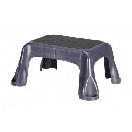 Gray Plastic Step Stool with In-Mold Tread - 1-Step Design