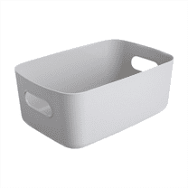 Gray Plastic Storage Baskets 1 Pack, Plastic Storage Bins, Small Pantry Baskets for Organizing, Organizer Basket Bins for Shelves, Organizer and Storage for Bathroom, Bedrooms, Kitchens