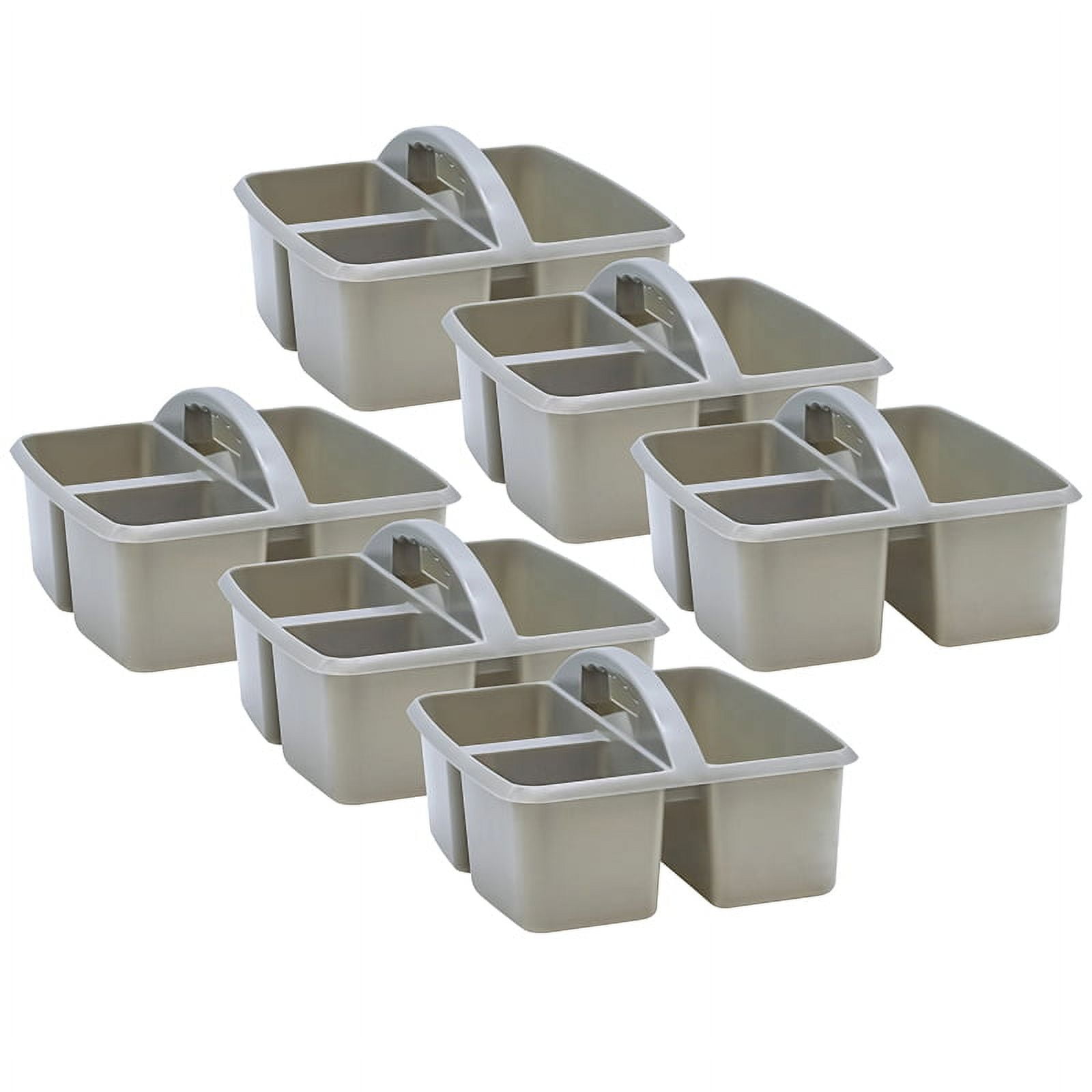 GnHoCh 6-Pack Plastic Storage Caddy, Cleaning Caddy with Handle, Gray
