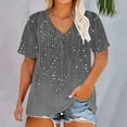 thumbnail image 1 of Gray Plus Size Tops Plus Size V Neck T Shirts Short Sleeve Tops Casual Summer Tshirts Loose Fit Tee Womens Shirts, 1 of 4