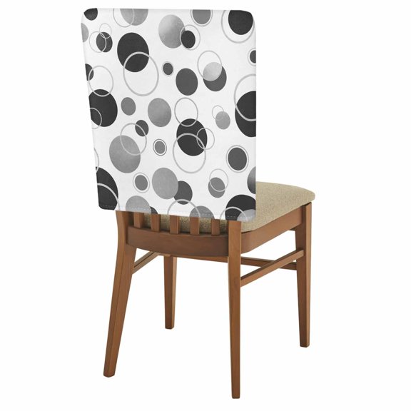 Gray Polka Dots Chair Back Covers Pack of 1, Watercolor Modern Abstract Art Circles Farm Removable Dining Seat Cover Washable Kitchen Chair Slipcovers Protective for Party Festival Decoration 19x20in