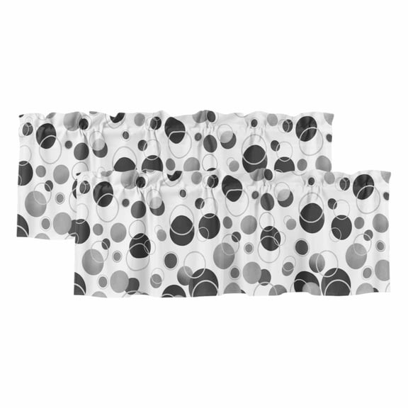 Gray Polka Dots Window Valance, Watercolor Modern Abstract Art Circles Farm 2 Pack Decorative Curtain for Small Windows, Light Filtering Valance with 3” Rod Pocket, 42"W x 12"L