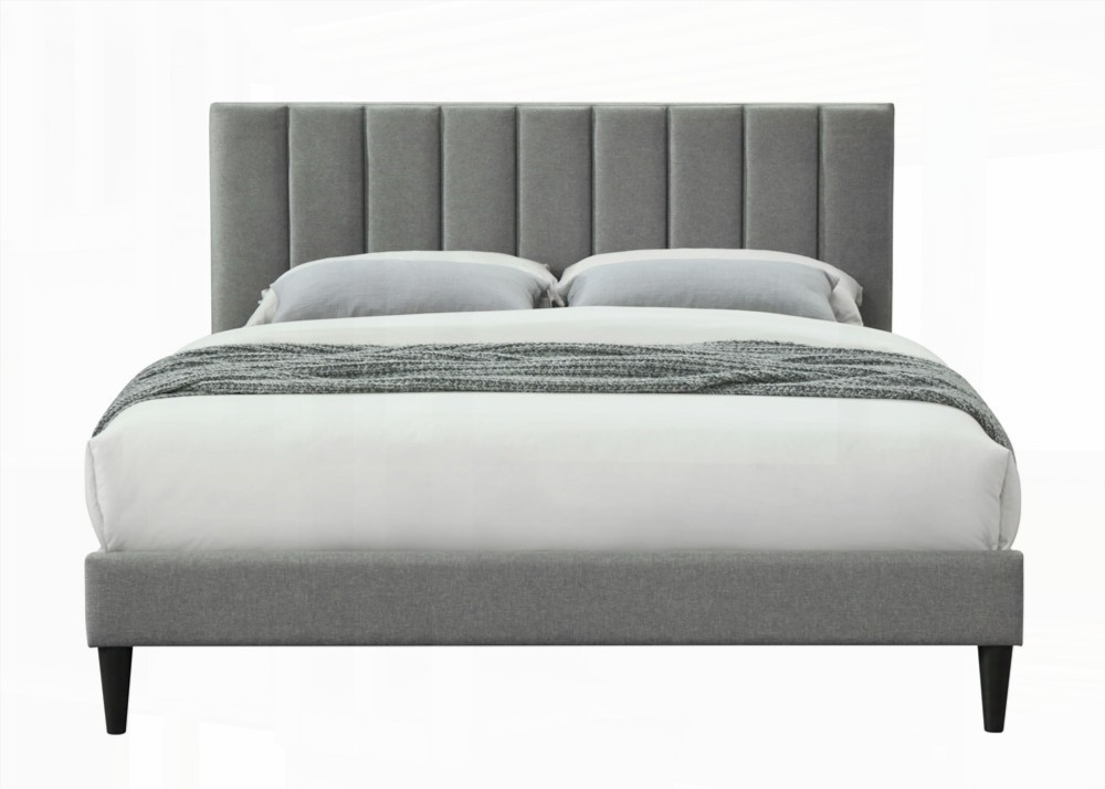 King Size Metal Platform Bed Frame No Box Spring Gray for Master Bedroom
