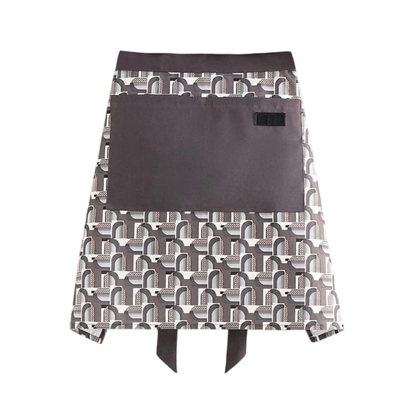 Gray Polyester Kitchen Apron with Pockets, Waterproof and Oil-Resistant Adjustable Apron for Cooking and Household Chores