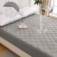 thumbnail image 1 of Gray Polyester Protector Diamond Grid Ultrasonic Waterproof Quilted Fitted Sheet-Size K, 1 of 6