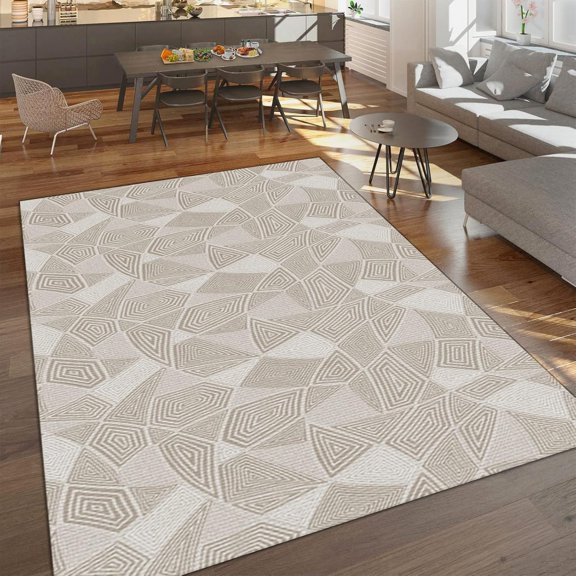 Gray Polygonal Graphic Carpet, Anti-Slip Art Area Rugs, Porch Mat Fine Pile Density High Foot Feeling Comfortable For Living Room Study Bedroom 5x7ft
