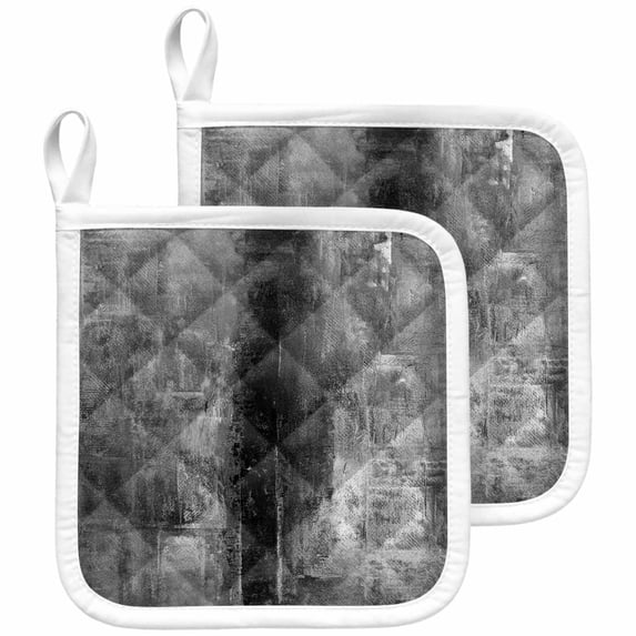 Gray Pot Holders for Kitchen Heatproof Potholder, 2 Pack Retro Oil Painting Modern Abstract Art Aesthetics Hot Pads Multipurpose Oven Pads Cloth Potholders Trivet for Cooking and Baking