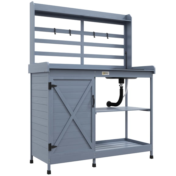 Gray Potting Bench | Anti - scratch and Anti - shake Design | Used in Balcony and Patio