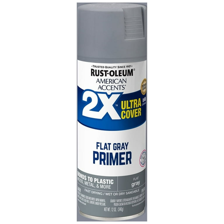 Black Primer Rust-Oleum American Accents 2x Ultra Cover Flat Spray Paint, 6 Pack, Size: 12 oz Spray