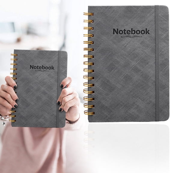 Gray Pu Hardcover Notebook, 21×14.5Cm Lined Journal, 140 Thick Pages with Elastic Closure, Sleek Neutral Tone for Study Journals, Meeting Notes and Personal Planning