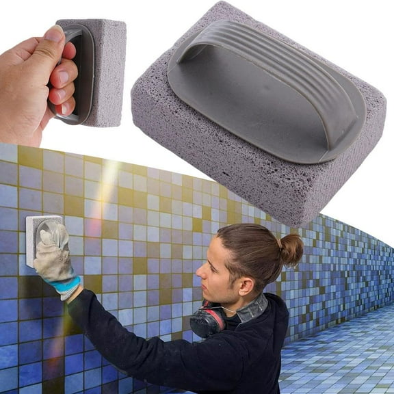 Gray Pumice Cleaning Block for Pools, Hand-Sized Scrub Stone, Eliminates Mineral Buildup and Stains, Ideal for Glass Tiles, Sinks, and Shower DoorsAs shown,1pcs