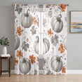 thumbnail image 1 of Gray Pumpkins Fall Sheer Curtains 96 Inch Length 2 Panels Set, Thanksg Maple Leaves Autumn Voile Window Treatment Semi Sheer Long Curtains Drapes for Bedroom/Living Room/Kitchen 52"x96"x2, 1 of 8