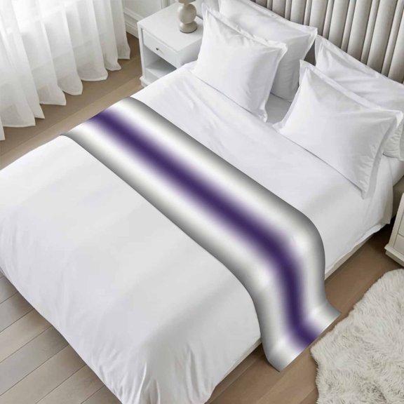 Gray Purple Bed Runner Scarf Full Queen Size, Modern Gradient Geometric Luxury Bed Throw Runners & Scarves for Twin Full Queen King Foot of Beds, Bedroom Hotel Wedding Room Decoration, 83"x20"
