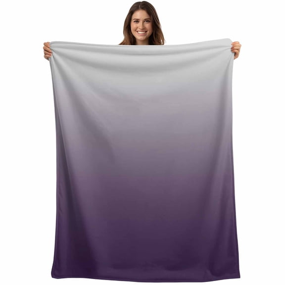 Gray Purple Gradient Throw Blankets, Abstract Watercolor Soft Fleece Blanket Decorative for Home Sofa Couch Chair Living Bedroom, 30x40 Inches,