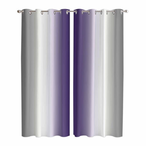 Gray Purple Kitchen Curtains 96 Inch Length, Modern Gradient Geometric Grommet Top Bedroom Living Room Curtains, Light Filtering Cafe Curtain Drapes 2 Panels Set 104''x96''