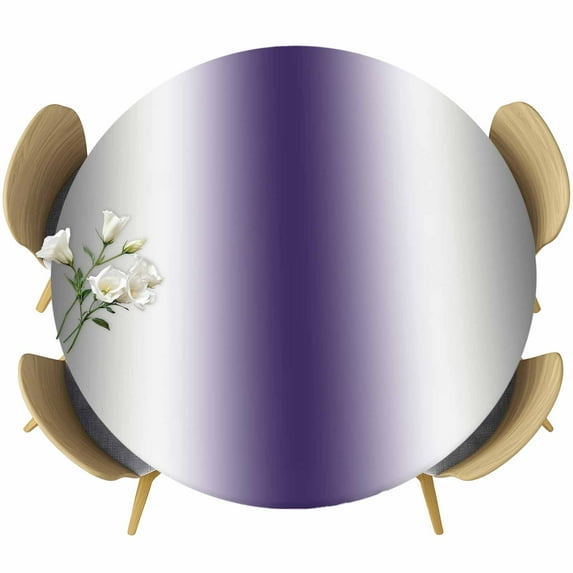 Gray Purple Round Tablecloth 45-54 Inch Round Fitted Table Cloth with Elastic Edge, Modern Gradient Geometric Waterproof Table Cover Protector for Outdoor Picnic Party Dining