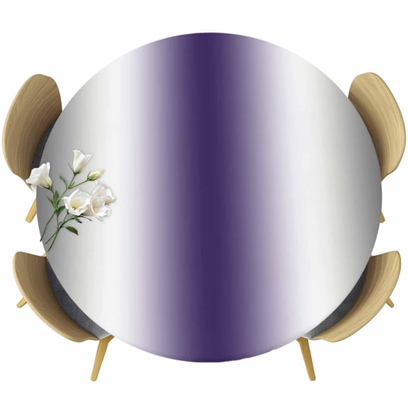 Gray Purple Table Cloth, Round Fitted Tablecloths with Elastic Edge, Modern Gradient Geometric Wipeable Waterproof Table Cover for Kitchen Wedding 55-60 Inches