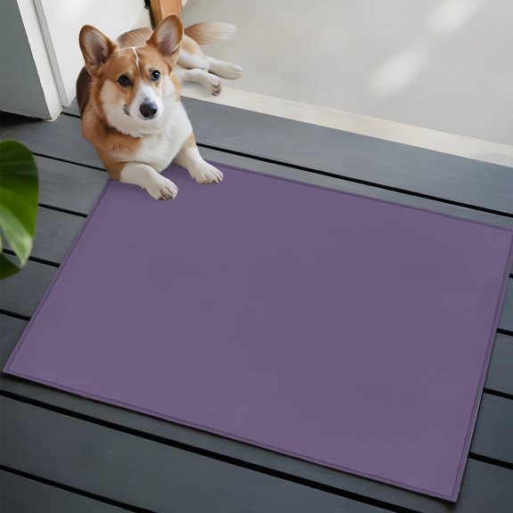 Gray Purple Washable Entry Rug 2x3 Purple Solid Color Background Minimalist Low-Profile Area Rugs with Non Slip Backing Indoor Floor Carpet for Entrance Living Room Bedroom Home Office