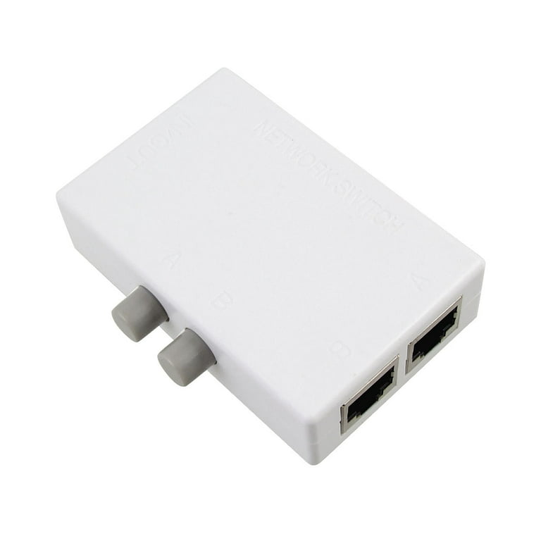 Gray Push Button RJ45 2 Ports Network Switch Plastic Hub White for