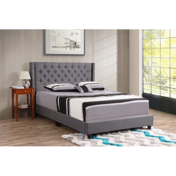 Gray Queen Bed - Built Strong for Durability and Restful Sleep with Upholstery