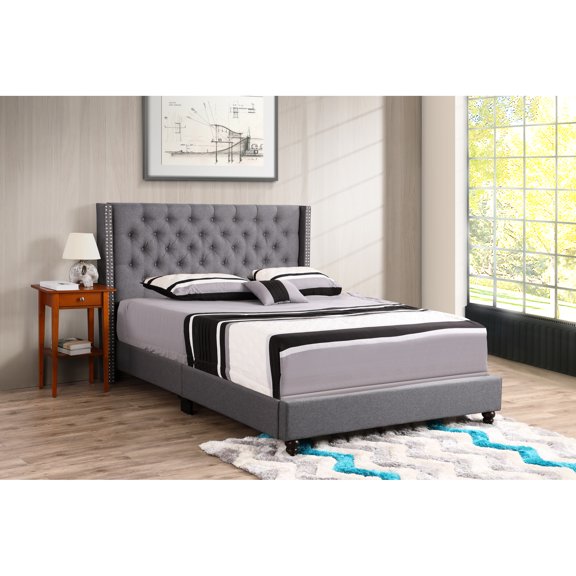 Gray Queen Bed With Elegant Transitional Flair - Upholstered For Unbeatable Back Comfort, Strong And Build, Goes Any Home Decor, Easy Assembly Process In Design Stable Adapts To Interior Simple