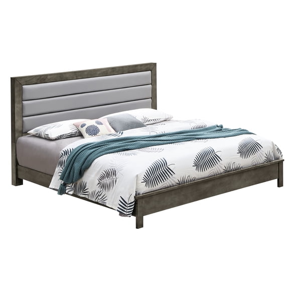 Gray Queen Bed With Robust Framework And Fashionable Touch Structure Stylish Feature