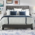 thumbnail image 1 of Gray Queen Size Bed Frame, Upholstered Bed Frame Queen, Linen Fabric Platform Bed Frame with Button Tufted Headboard, 500LBS Load Capcity, 1 of 10