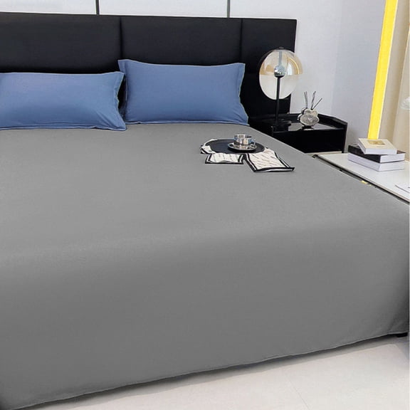 Gray Ultra Soft Polyester Fitted Sheet, 180x230cm Deep Pocket Mattress Cover, Wrinkle & Fade Resistant Sheet for Cooling Comfort