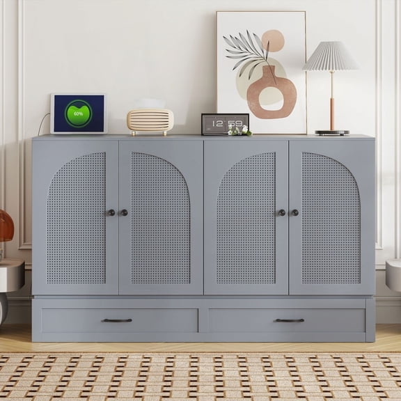 Queen Size Murphy Bed in Gray with Storage Drawers and Elegant Aesthetic, for Multifunctional Rooms